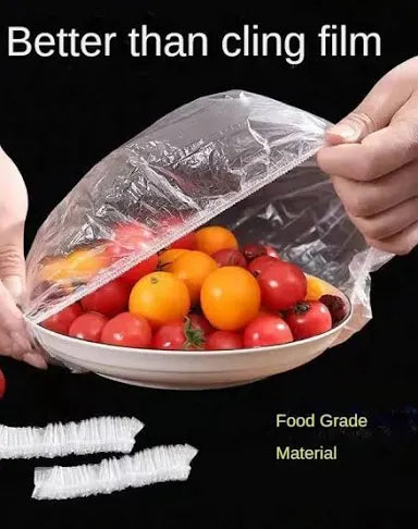 Plástico para tapar alimentos Cubierta desechable reutilizable para alimentos, envoltura de plástico, tapas elásticas duraderas 50 unidades