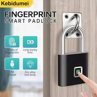 Candado 🔒 con huella 🫆 recargable con cable lleva batería 🔋 dentro está muy bien 👌👌